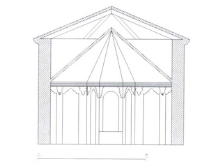 (Fig. 85). PONTONES. Sección transversal del camarín de la V. de la Vega; plano efectuado por Flavio Monje.