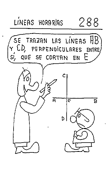 Líneas horarias 01 del reloj vertical declinante a levante